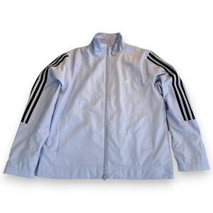 Adidas Womens Medium Windbreaker Jacket 3 Stripe Gray Black 100% Polyester